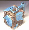 Blue and Carved Cube Teapot